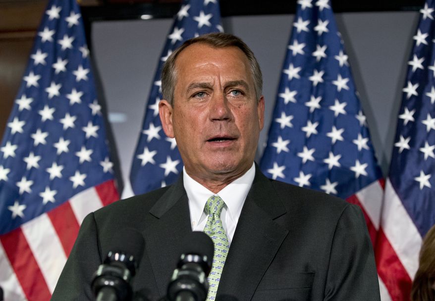 ** FILE ** House Speaker John A. Boehner, Ohio Republican, meets with reporters on Capitol Hill in Washington on Tuesday, Feb. 26, 2013. (AP Photo/J. Scott Applewhite)