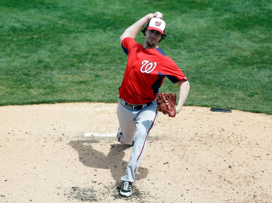 As he prepares for his first season as a National, veteran starter Dan Haren is working on pitching inside as a way to open up the outer part of the plate. (Associated Press)