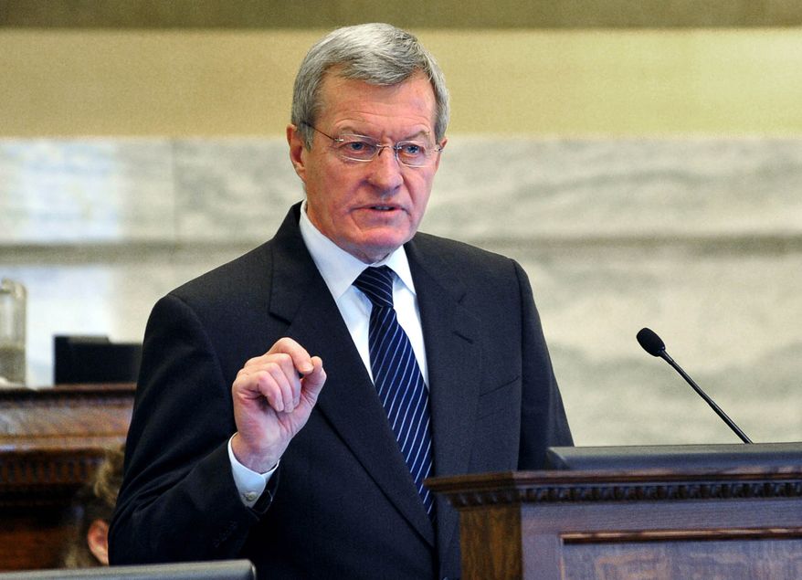 **FILE** Sen. Max Baucus, Montana Democrat, addresses the state Legislature in Helena on Jan. 10, 2013. (Associated Press/The Independent Record)