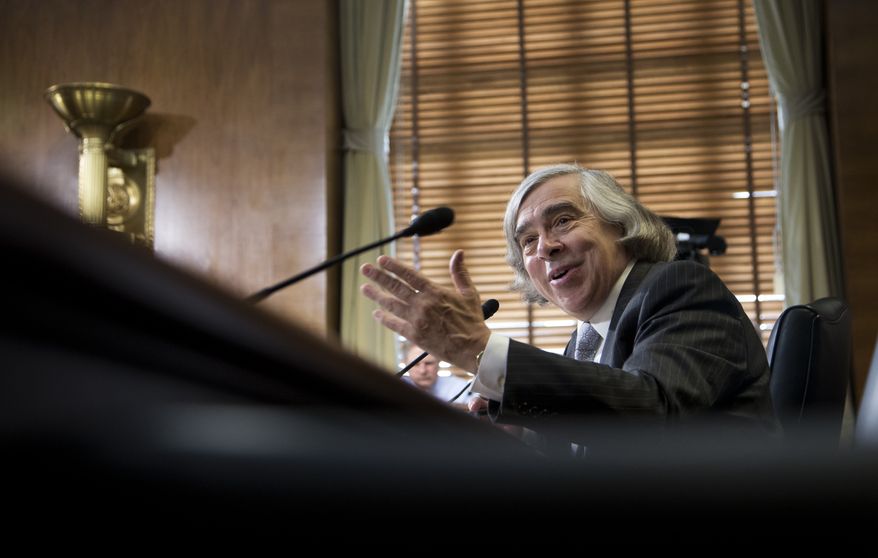 Ernest Moniz, President Obama's nominee to be secretary of energy, testifies on Capitol Hill in Washington on Tuesday, April 9, 2013, at a Senate Energy and Natural Resources Committee hearing on his nomination. (AP Photo/Manuel Balce Ceneta)