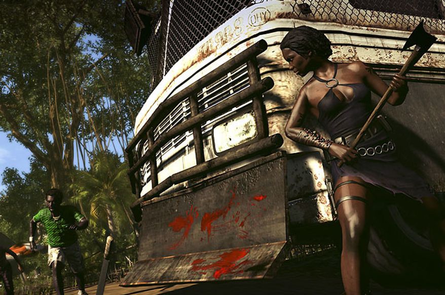 Infected natives get a surprise from Purna in the video game Dead Island: Riptide.