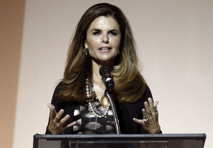 ** FILE ** Maria Shriver speaks at the seventh annual MOCA Award to Distinguished Women in the Arts luncheon in Beverly Hills, Calif., on May 1, 2012. (AP Photo/Matt Sayles)