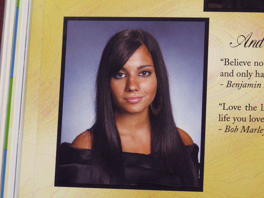 Andrea Rubello, pictured in the 2010 Sleepy Hollow (N.Y.) High School yearbook, was shot and killed on Friday, May 17, 2013, during a break-in near Hofstra University, where she was a junior. (AP Photo/Sleepy Hollow High School)