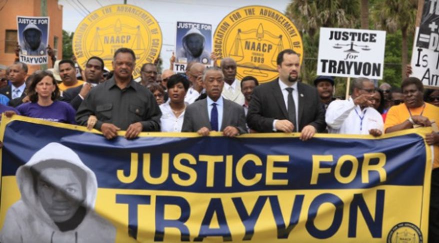 Rev. Jesse Jackson (left, at 2012 rally in Sanford, Fla.) battles on the "front lines" for causes greater than self, says Theresa Caldwell. (Associated Press)