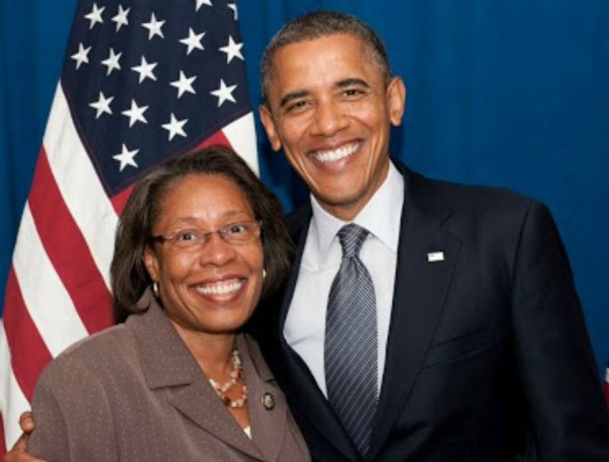Congresswoman Marcia L. Fudge, D-Ohio, poses with President Obama in a picture posted to her official website. (Image: Fudge.house.gov)