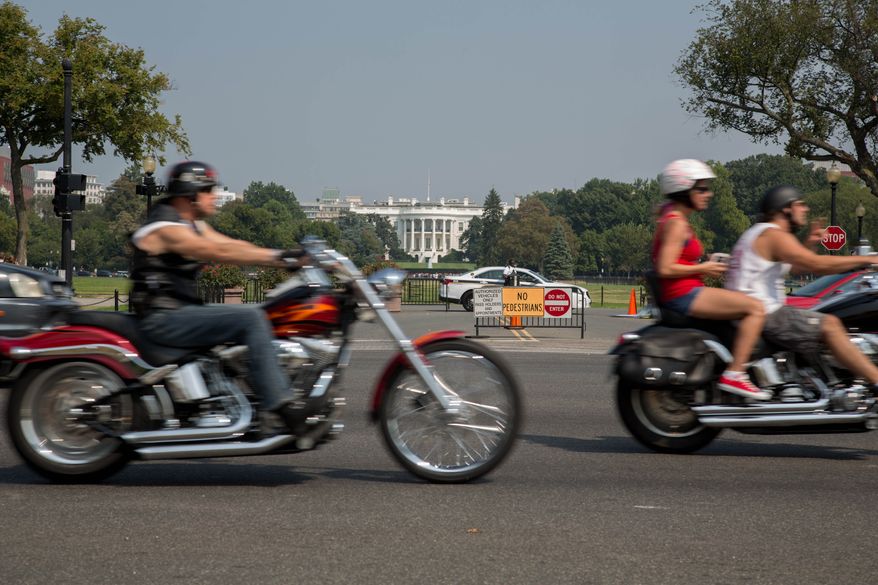 Motorcycle riders from across the country ride into the district to honor those who had fallen during the events of 9/11, in Washington, DC., Wednesday, September 11, 2013. (Andrew S Geraci/The Washington Times)
