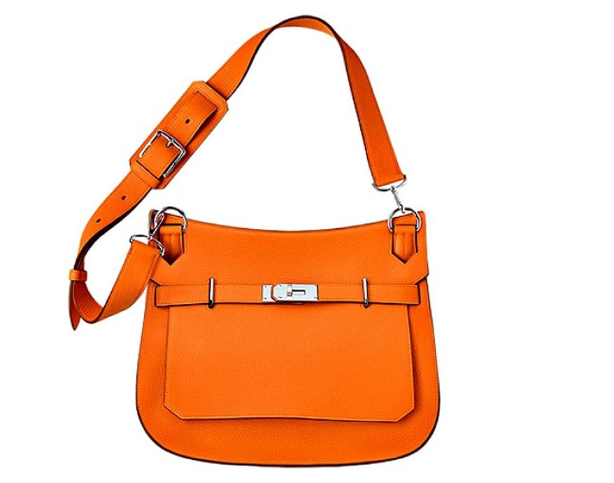 This Jypsiere shoulder bag in orange by Hermes sells for $8,650. (Screen grab from USA.Hermes.com)