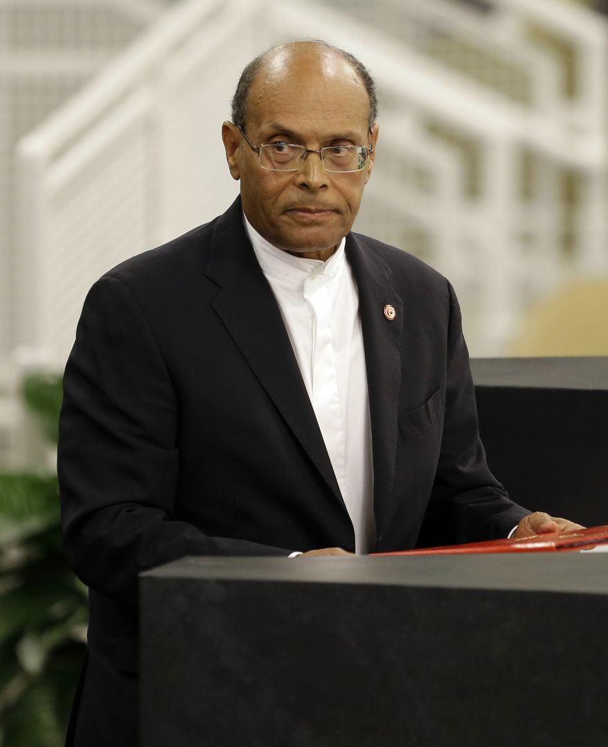 Tunisian President Moncef Marzouki speaks during the 68th session of the General Assembly at United Nations headquarters, Thursday, Sept. 26, 2013. (AP Photo/Seth Wenig)