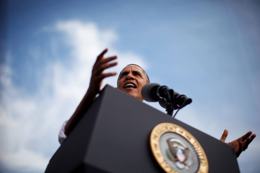 President Obama speaks about the government shutdown and the pending debt ceiling fight during a visit to M. Luis Construction, a Rockville, Md. based-company that specializes in asphalt manufacturing, concrete paving, and roadway reconstruction.