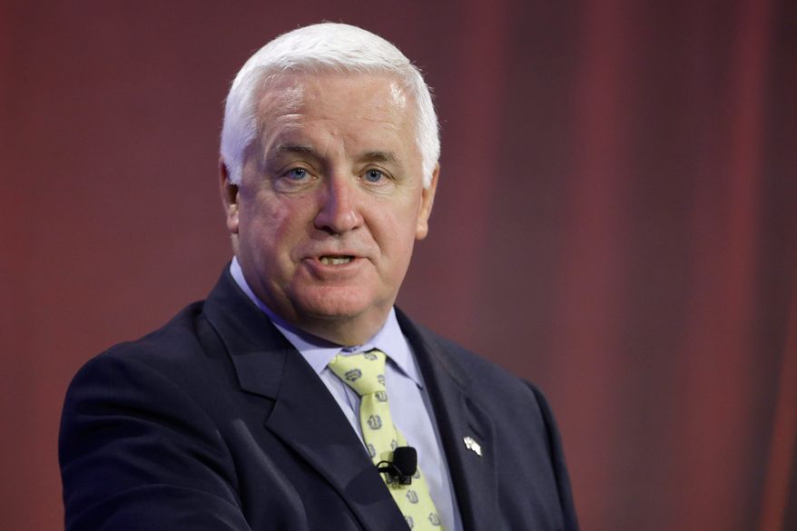 DEFENDANT: Pennsylvania Gov. Tom Corbett has compared the marriage of same-sex couples to the marriage of a brother and sister. He and the state health secretary are targets of a federal lawsuit against a ban on gay marriage. (Associated Press)