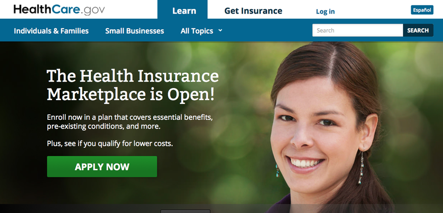 Screen shot of HealthCare.gov