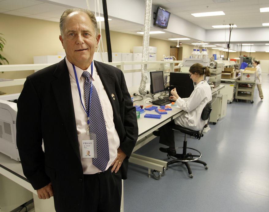 **FILE** Toxicologist David Black is shown in a lab of his company, Aegis Sciences Corp., in Nashville, Tenn., on Dec. 9, 2008. (Associated Press)