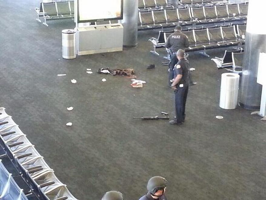 Photo from twitter of the crime scene after shoot out at LAX.
Twitter:Allen Guru Deva@Allengurudeva