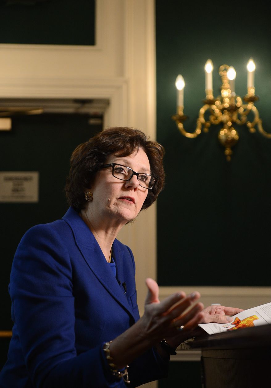 Texas Comptroller Susan Combs visited Capitol Hill to pitch her idea for independent species research. (Andrew Harnik/The Washington Times)