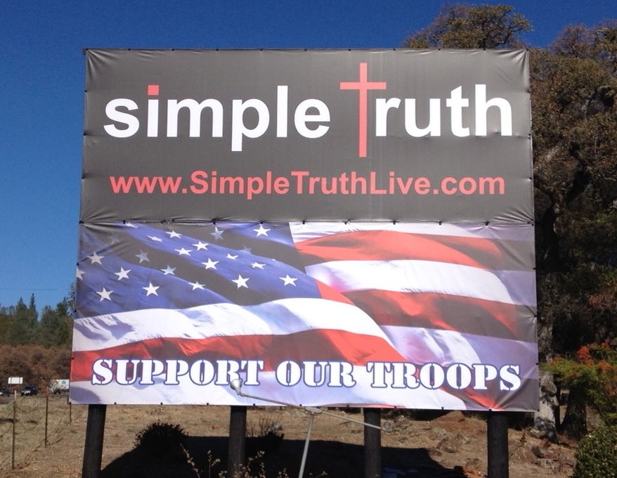 A church in Nevada County, Calif., said local government authorities ordered it to tear down a "Support Our Troops" sign or be fined. (simpletruthlive.com)