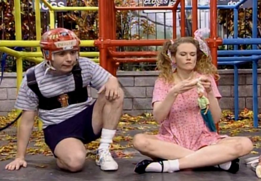 Actor Mike Myers portrays a hyperactive child in this Saturday Night Live skit.