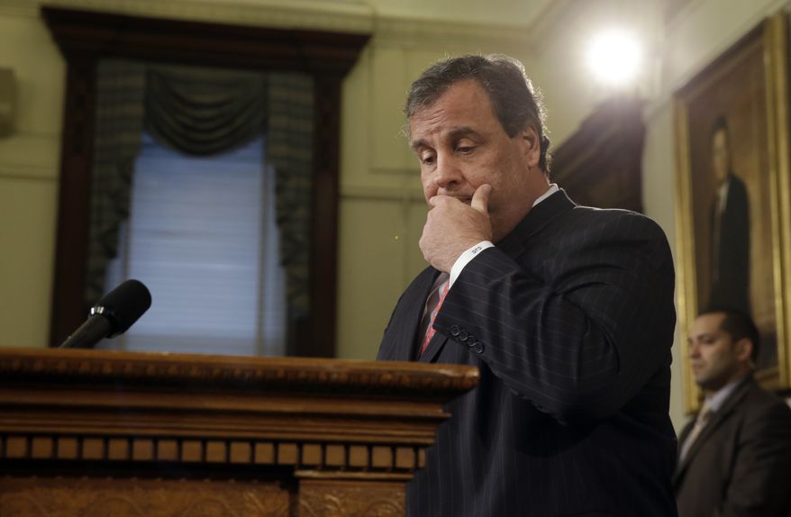New Jersey Gov. Chris Christie speaks during a news conference Thursday, Jan. 9, 2014, at the Statehouse in Trenton. Christie has fired a top aide who engineered political payback against a town mayor, saying she lied. Deputy Chief of Staff Bridget Anne Kelly is the latest casualty in a widening scandal that threatens to upend Christie's second term and likely run for president in 2016. Documents show she arranged traffic jams to punish the mayor, who didn't endorse Christie for re-election. (AP Photo/Mel Evans)