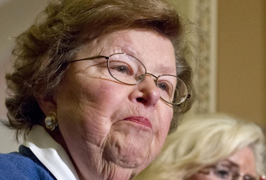 FILE - In this June 5, 2012, file photo Senate Appropriations Committee Chair, Sen. Barbara Mikulski, D-Md. speaks during a news conference on Capitol Hill in Washington. In regards to the budget, Mikulski and House Appropriations Committee Chairman Rep, Harold Rogers, R-Ky.,promise a return to the real regular order in which appropriators are handed a pot of money to divide among the 12 bills. They spend May, June and July voting bills out of committee and then debating, amending and passing them on the House and Senate floors. (AP Photo/J. Scott Applewhite, File)