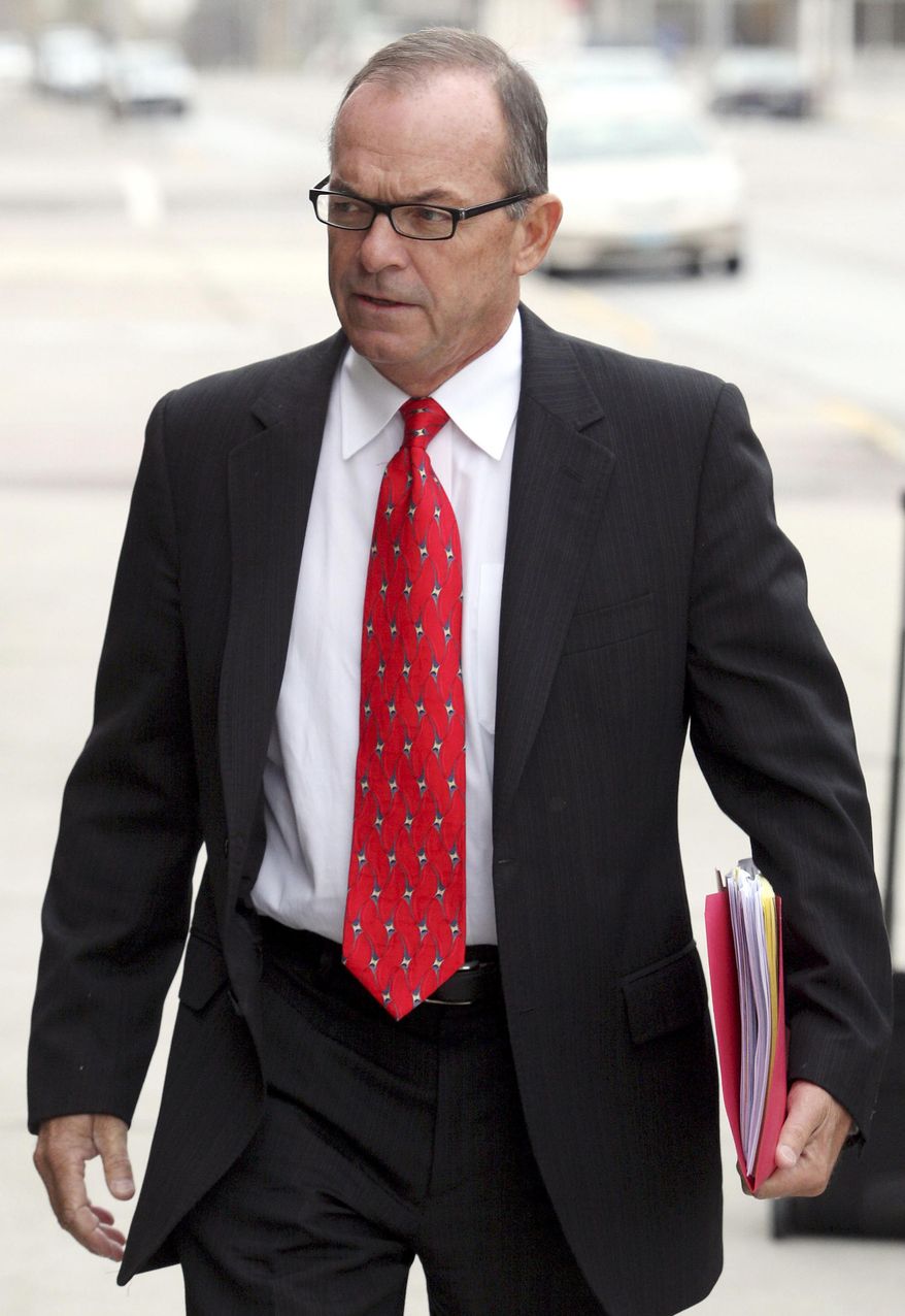 FILE - In this file photo taken April 29, 2009, Tim Blixseth arrives at the federal courthouse in Missoula, Mont. Attorneys for creditors from the 2008 bankruptcy of the exclusive Yellowstone Club want a federal judge to incarcerate the resort's founder for failing to heed court orders. The attorneys say Blixseth has engaged in a pattern of deceit through years of litigation in which he's sought to limit his liability in the club's financial collapse. That includes his alleged defiance of a Feb. 3 court order to pay at least $13.8 million for selling a Mexico resort that was part of the bankruptcy proceedings. Blixseth, a resident of Washington state, said Wednesday he hoped to resolve the matter but did not offer specifics.(AP Photo/Mike Alban, File)