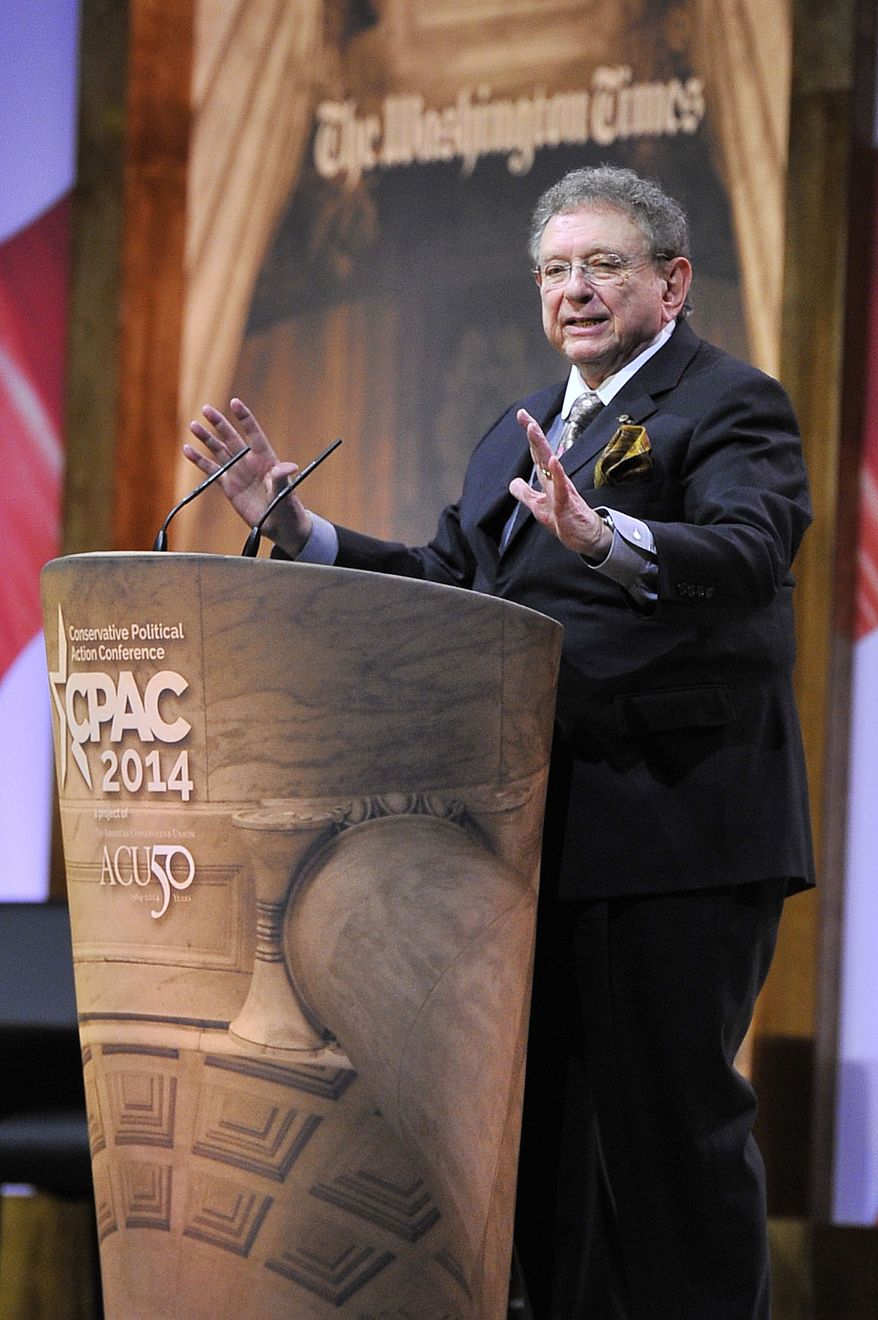 Washington Times Political Editor Ralph Hallow macerates a panel during the CPAC2014 at The National Harbor, Md. (Preston Keres/Special for The Washington Times)
