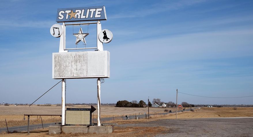 A sign outside the Starlite Ballroom is shown in Wahoo, Neb., Sunday, March 9, 2014. The Nebraska ballroom is celebrating its 50th anniversary this weekend. (AP Photo/The Lincoln Journal Star, Chad Greene)
