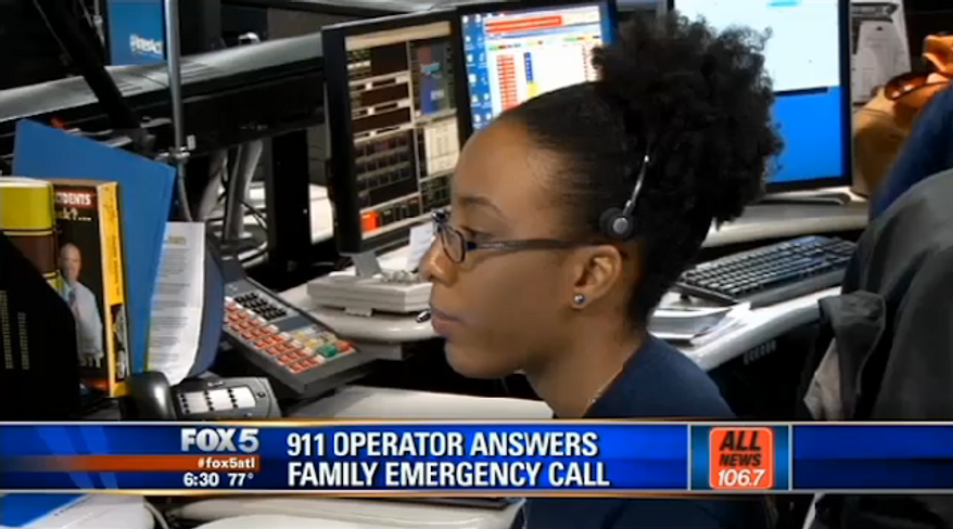 Crystal Morrow, a 911 emergency operator in Dekalb County, Ga., was only four hours into her first day on the job when she got a call from a familiar voice. (My Fox Atlanta)