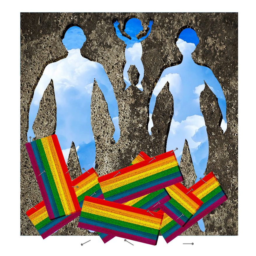 Illustration on marriage under attack by Alexander Hunter/The Washington Times
