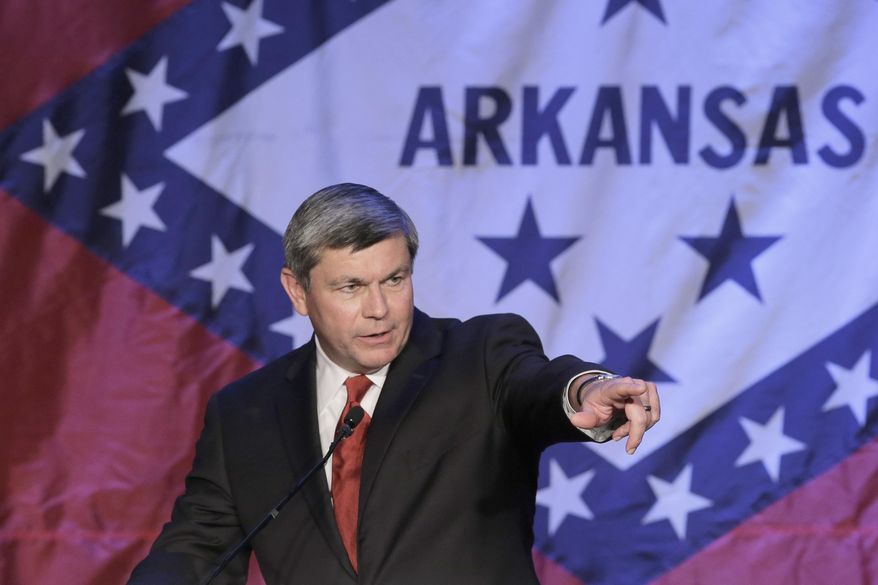 Former Democratic Congressman Mike Ross speaks at a political fund raiser in Little Rock, Ark., Saturday, May 3, 2014. Ross is seeking the Democratic nomination in the race for Arkansas governor. (AP Photo/Danny Johnston)