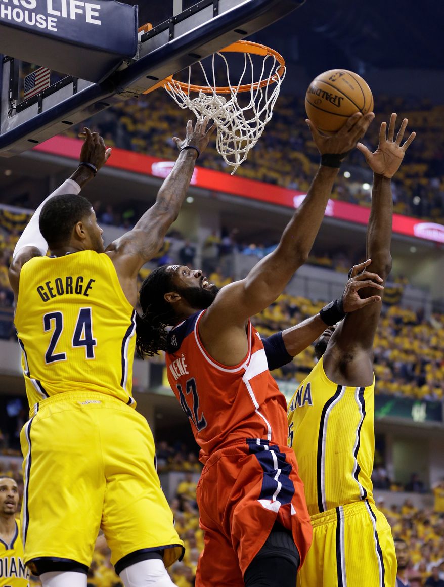 Nene and the Wizards grabbed homecourt advantage with a 102-96 win over the Pacers on Monday in Indianapolis. (associated press)