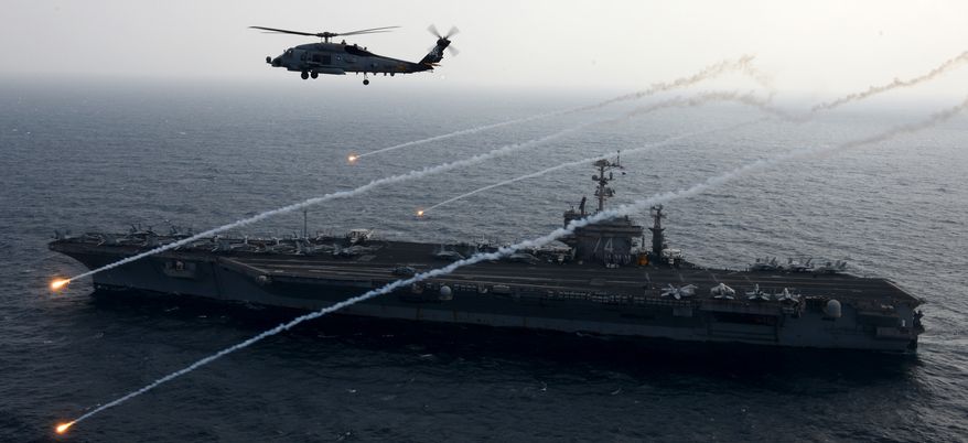 U.S. 5TH FLEET AREA OF RESPONSIBILITY (Feb. 15, 2013) An MH-60R Sea Hawk from the Raptors of Helicopter Maritime Strike Squadron (HSM) 71 launches flares alongside the aircraft carrier USS John C. Stennis (CVN 74). John C. Stennis is deployed to the U.S. 5th Fleet area of responsibility conducting maritime security operations, theater security cooperation efforts and support missions for Operation Enduring Freedom. (U.S. Navy photo by Mass Communication Specialist 2nd Class Kenneth Abbate/Released) 130215-N-OY799-074
Join the conversation
http://www.facebook.com/USNavy
http://www.twitter.com/USNavy
http://navylive.dodlive.mil