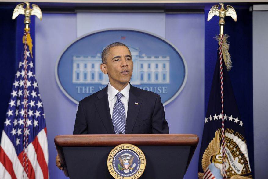 FILE - In this May 30, 2014, file photo, President Barack Obama speaks in the Brady Press Briefing Room of the White House in Washington following his meeting with Veterans Affairs Secretary Shinseki. Obama on Monday, June 2, 2014, described a surge in unaccompanied immigrant children caught trying to cross the Mexican border as an "urgent humanitarian situation," as the White House asked Congress for an extra $1.4 billion in federal money to cope. (AP Photo/Susan Walsh, File)