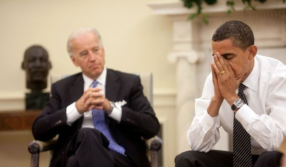 President Barack Obama and Vice President Joe Biden in the Oval Office during the President&#39;s Daily Economic Briefing on July 30, 2009. (Official White House Photo by Pete Souza) ** FILE **

