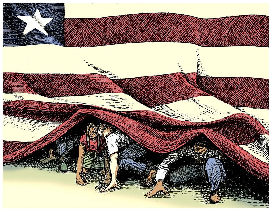 Illustration on the influx of illegal alins on the southern border by Tim Brinton