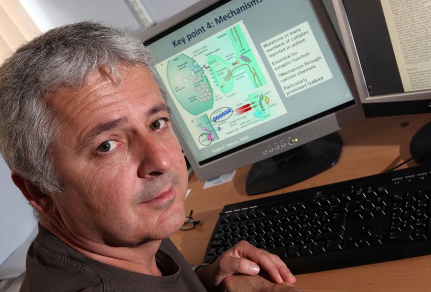 ** FILE ** This 2013 file photo provided by Cardiff University shows Dr. Michael O'Donovan, deputy director of the MRC Centre for Neuropsychiatric Genetics and Genomics at Cardiff University School of Medicine in Cardiff, Wales, United Kingdom. Scientists have pinpointed more than 100 spots in our DNA code linked to the risk of schizophrenia, lighting up some little-known pathways that make the mysterious disease tick. (AP Photo/Cardiff University School of Medicine)