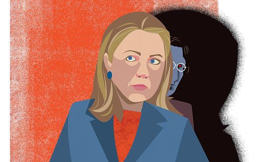Illustration on Hillary's emails and secret intel operations by Linas Garsys/The Washington Times