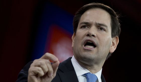 Sen. Marco Rubio, who has been highly critical of the Obama administration&#39;s dealings with Israel, said he had no definite date for an announcement on whether he will seek the 2016 Republican presidential nomination. (Associated Press)