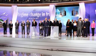 Left to right: James Woolsey, Phillip crowley, Wesley Martin, George casey, James conway, Kenneth blackwell, Michael Mukasey, John bolton, Louis Freeh, Tom ridge, Thomas cantwell, howard dean, rudy Giuliani, hugh shelton, elaine chao, Marc Ginsberg, ed rendell, chuck Wald, Francis Townsend, Lincoln bloomfield Jr., bill richardson, raymond Tanter, robert Torricelli, and Linda chavez. credit: Moussa Mohebbi