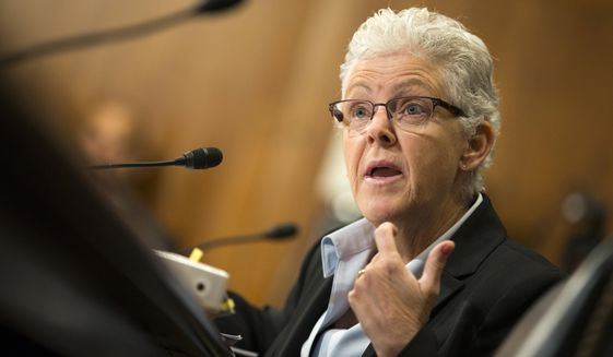 Environmental Protection Agency (EPA) Administrator Gina McCarthy testifies on Capitol  Hill in Washington, in this Sept. 16, 2015, file photo. (AP Photo/Evan Vucci, File)