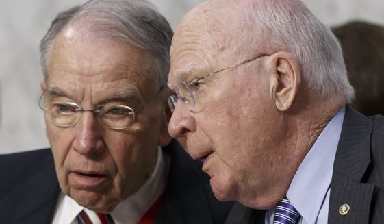 Senate Judiciary Committee Chairman Chuck Grassley (left) and ranking member Patrick Leahy (right) on Thursday sent a letter to Treasury Secretary Jacob Lew demanding answers about the use of the technology by the IRS. (Associated Press)