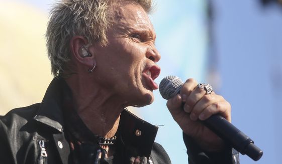 FILE - This Oct. 2, 2015 file photo Billy Idol performs at the Austin City Limits Music Festival in Zilker Park in Austin, Texas. Idol, announced Monday, Nov. 9, a new Las Vegas residency with 12 dates in March and May 2016. It will be at the House of Blues venue inside the Mandalay Bay casino-hotel. (Photo by Jack Plunkett/Invision/AP,File)