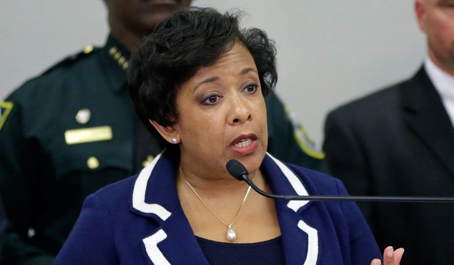 Attorney General Loretta Lynch makes comments during a news conference about the Pulse nightclub mass shooting, Tuesday, June 21, 2016, in Orlando, Fla. (AP Photo/John Raoux)