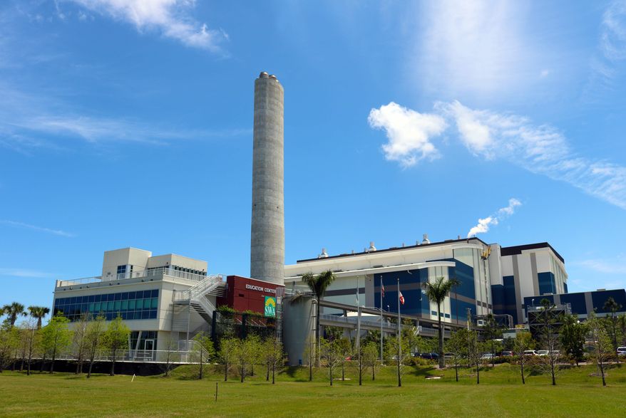 The Solid Waste Authority of Palm Beach County. Renewable Energy Facility No. 2 is located in West Palm Beach, Florida. The plant processes up to 1 million tons of post-recycled municipal solid waste per year while producing enough power for 44,000 homes. Image courtesy of Babcock &amp; Wilcox.