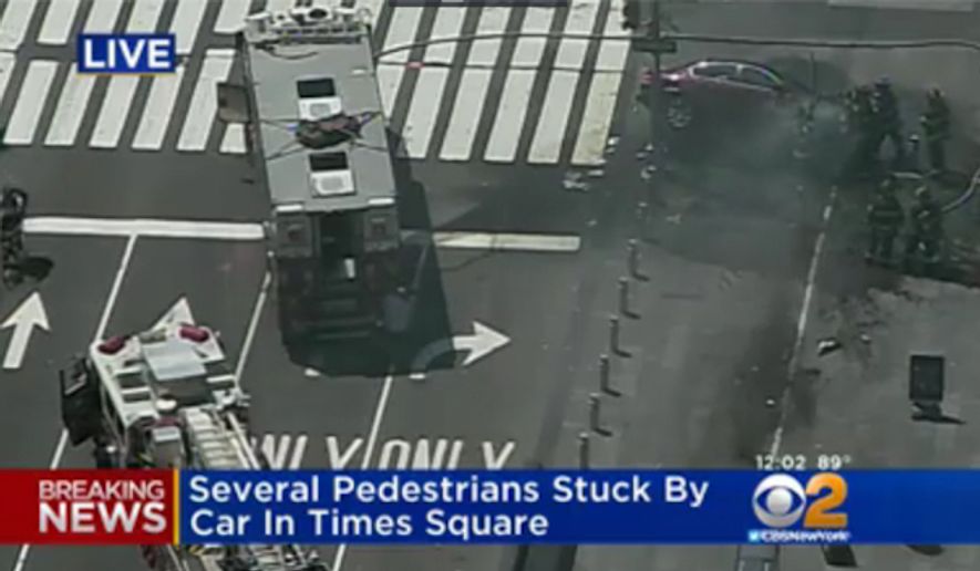 Several pedestrians were struck by a car in New York&#39;s Times Square Thursday. (CBS2)