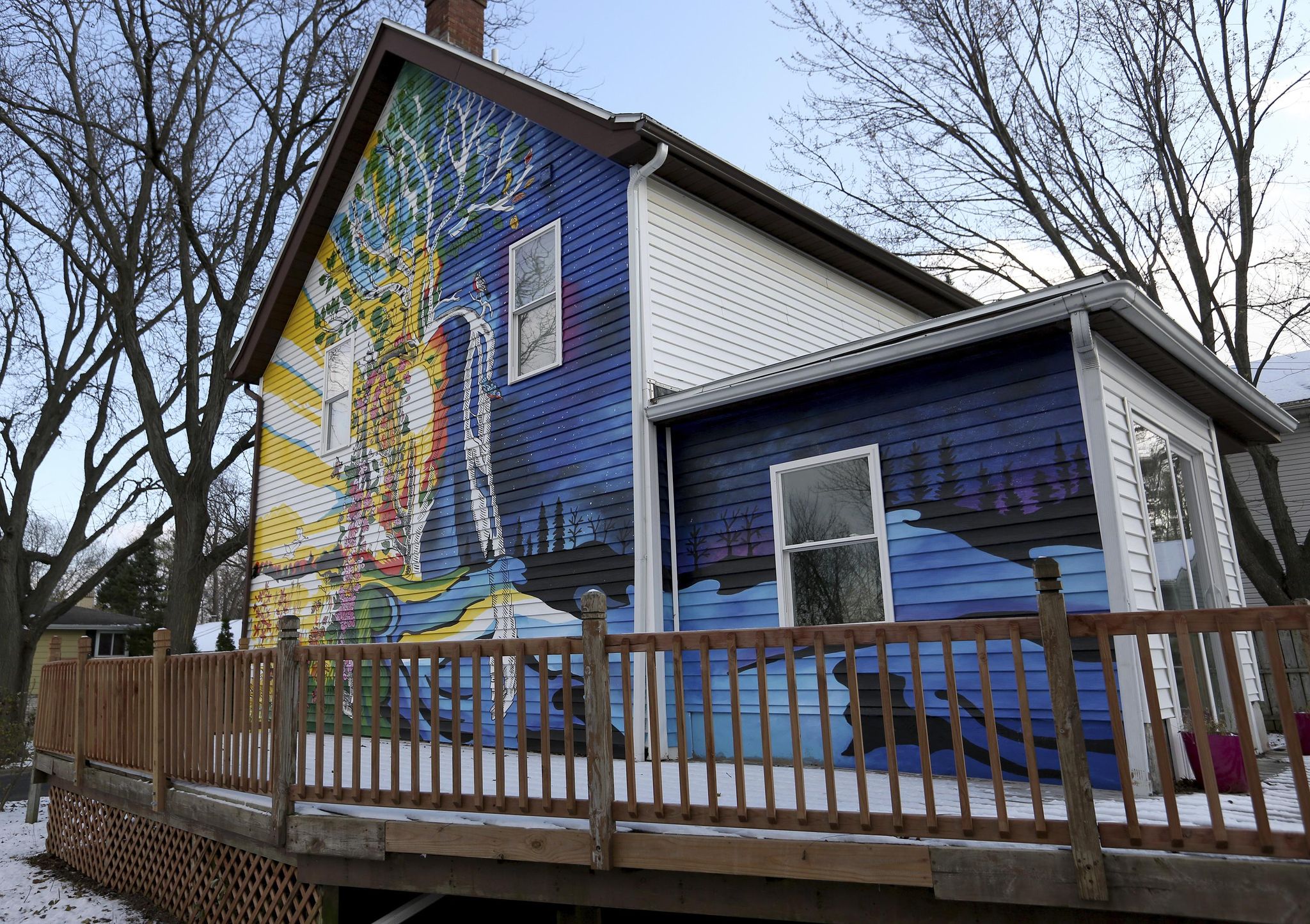 Wisconsin woman hires artist to paint mural on her house