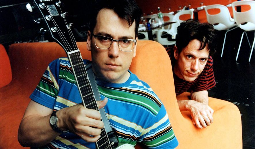 John Flansburgh (left) and John Linnell of They Might Be Giants have released two children&#39;s albums, &quot;No!&quot; and &quot;Here Come the 123s.&quot;