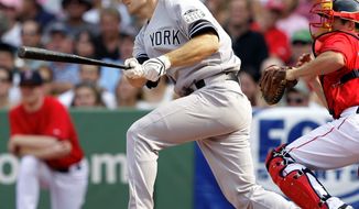 ** FILE ** Xavier Nady is shown playing with the New York Yankees in 2008. (Associated Press)