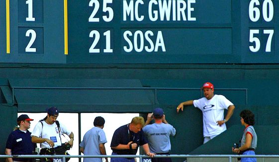Agence France-Presse / Getty Images
Mark McGwire and Sammy Sosa fascinated baseball fans with their pursuit of Roger Maris&#39; record in 1998.