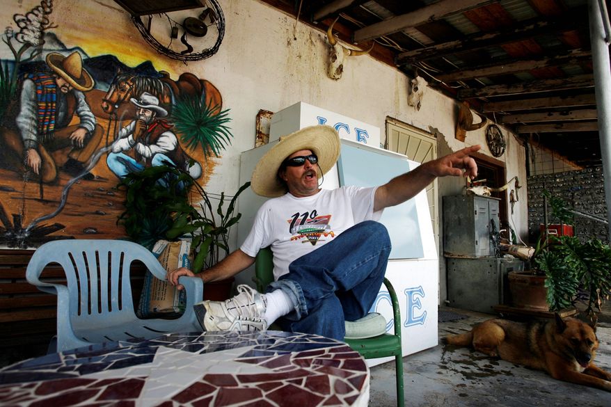 Rusty Hill owns a store in La Ruidosa, Texas. Residents on both sides of the U.S.-Mexico border say they are glad not to be separated a border fence. (Associated Press)