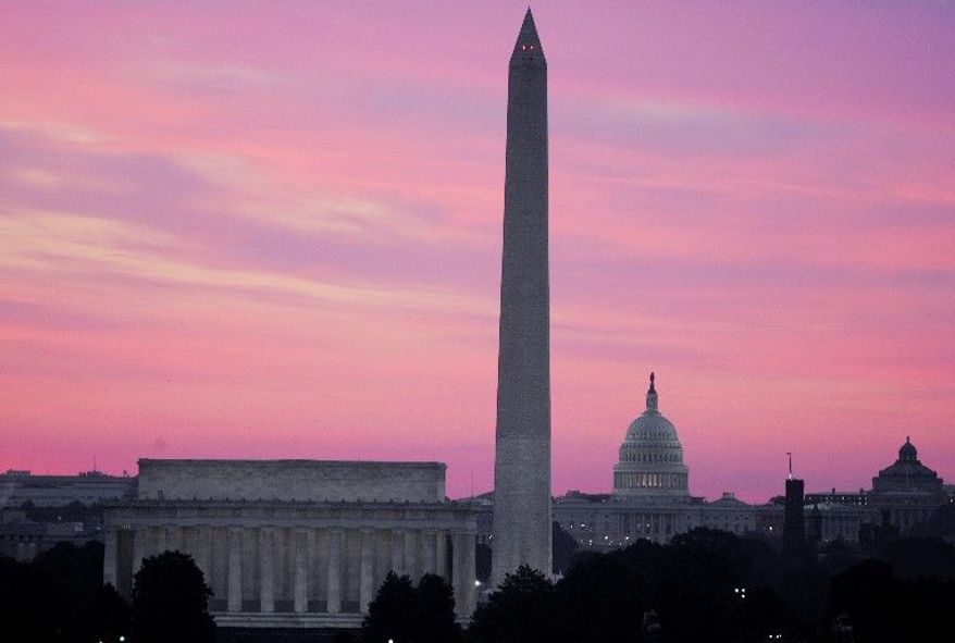 ASSOCIATED PRESS PHOTOGRAPHS
The District's low skyline, contrary to popular belief, has nothing to do with preserving the prominence of the 555-foot Washington Monument. Concerns over increasingly scarce land have spawned debate about allowing taller office buildings.