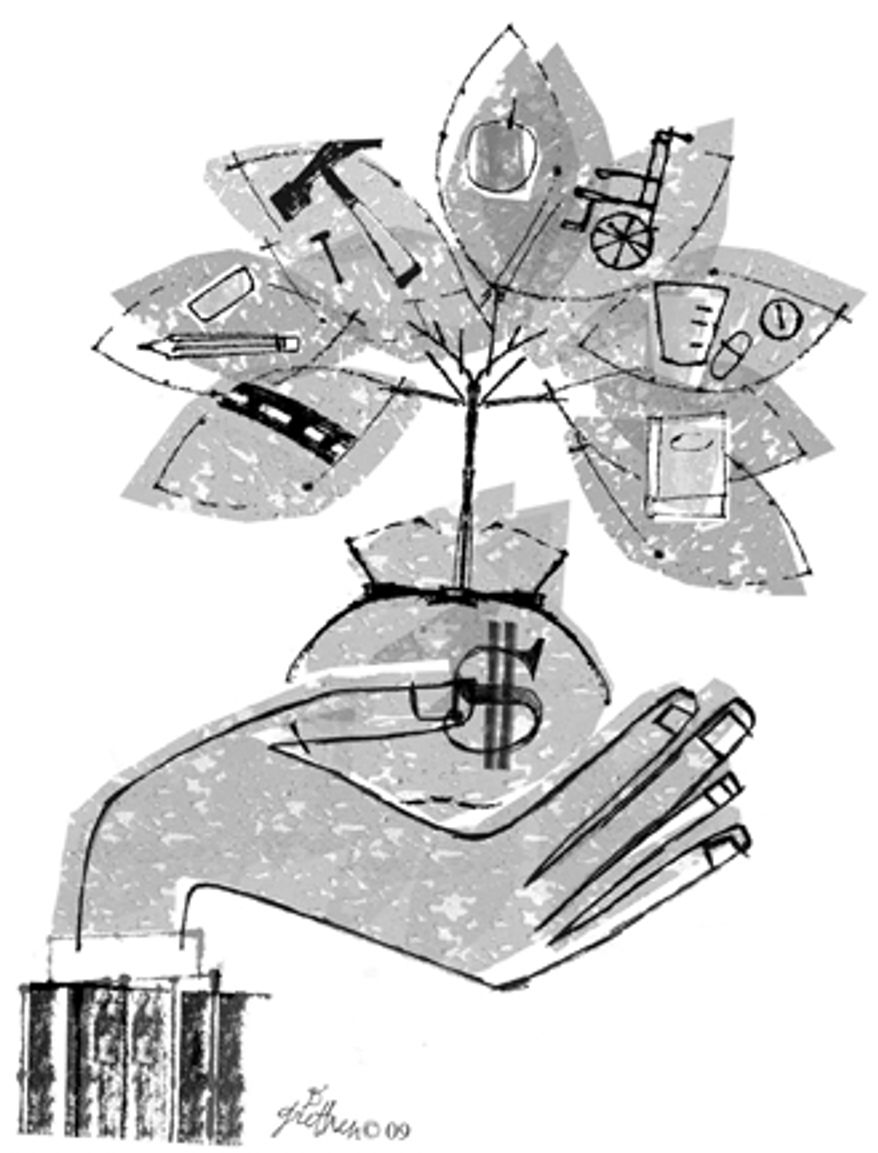 This artwork by Donna Grethen relates to job creation, economic stimulus and green industry.